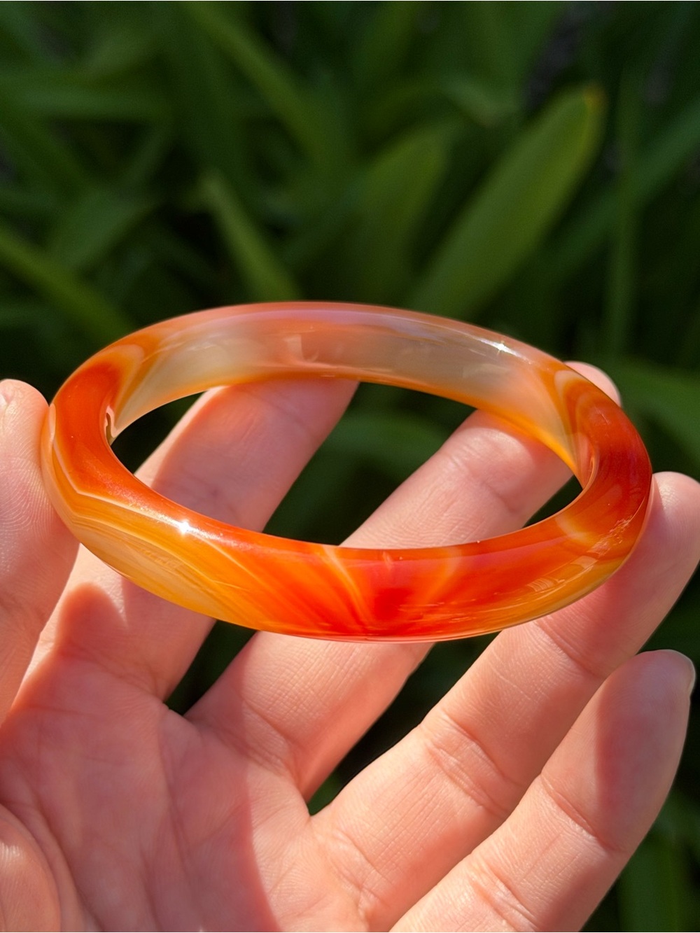 60mm inner diameter orange carnelian agate‎ hard bangle 1655